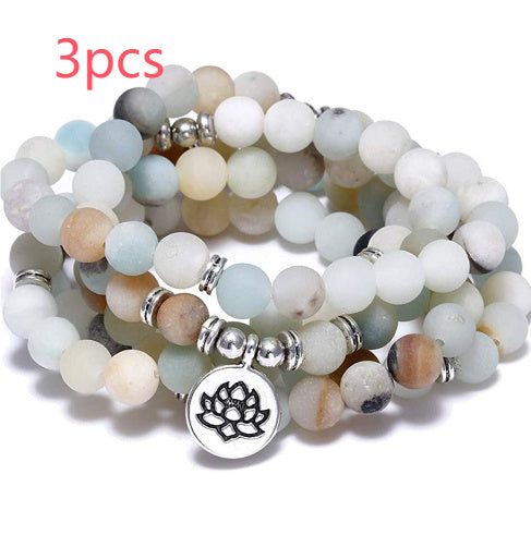 Amazon Stone Tiger Eye Stone Bracelet Necklace 108 Buddha Beads Lotus Bracelet