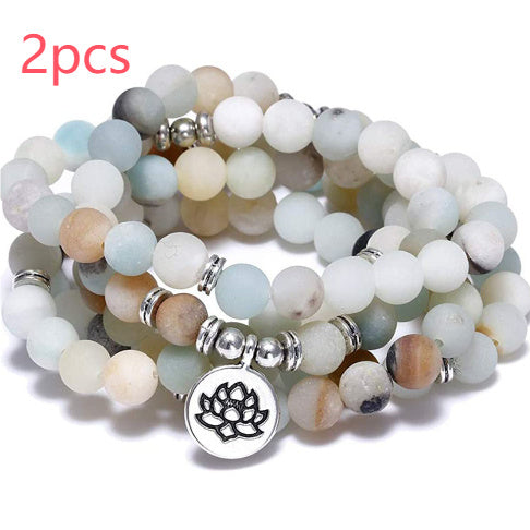 Amazon Stone Tiger Eye Stone Bracelet Necklace 108 Buddha Beads Lotus Bracelet